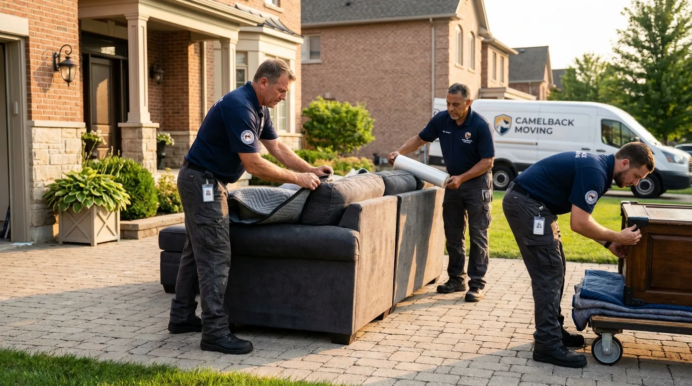 Large estate moving crew wrapping furniture in Liberty, KY